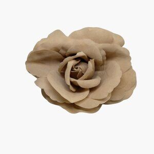 Tan Rose Brooch Corsage Boutonniere Lapel Pin Vintage Floral Boho 5 in Statement